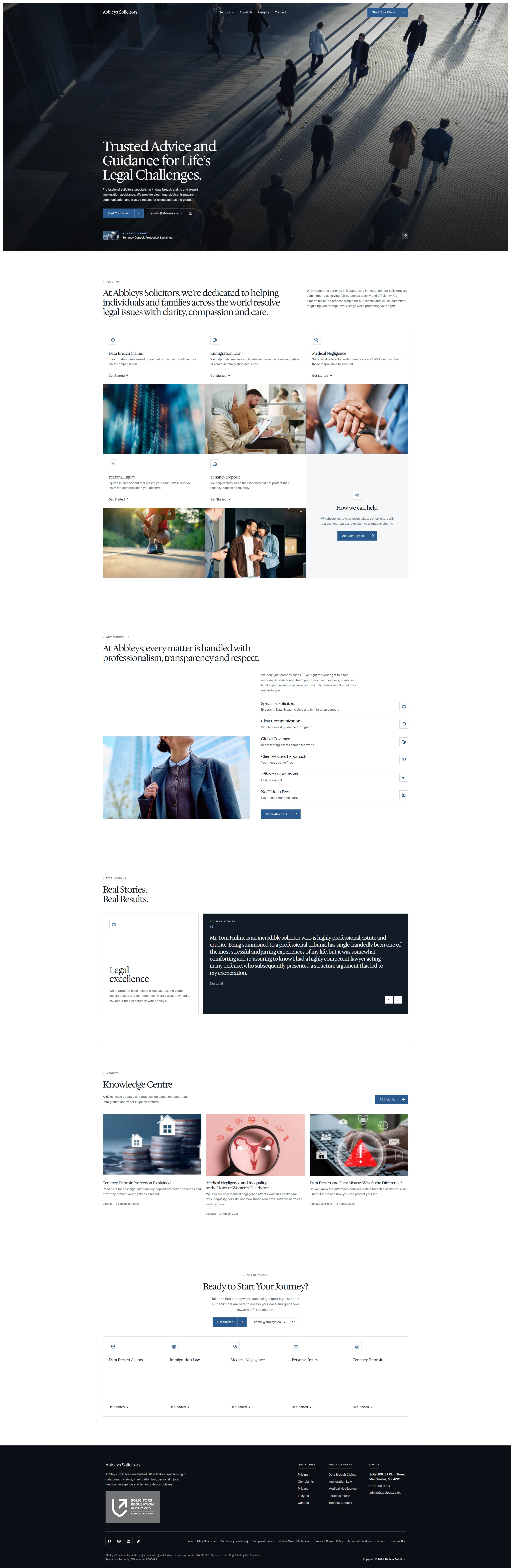 Abbleys Solicitors website, full page