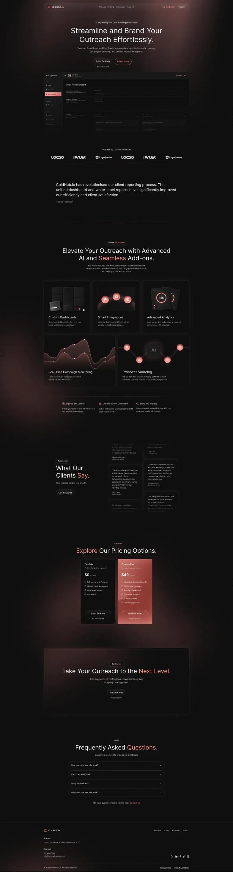 ColdHub website, full page