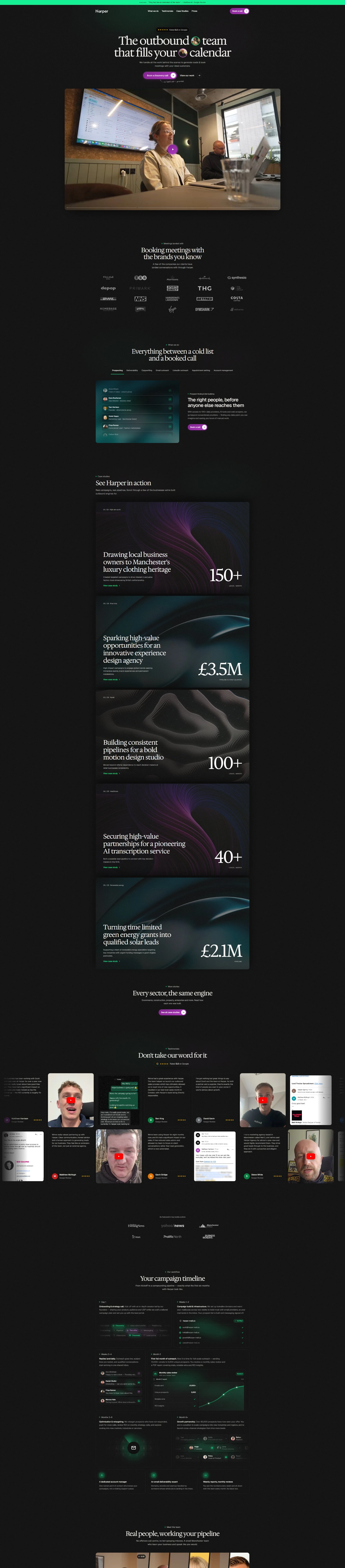 Harper Agency website, full page