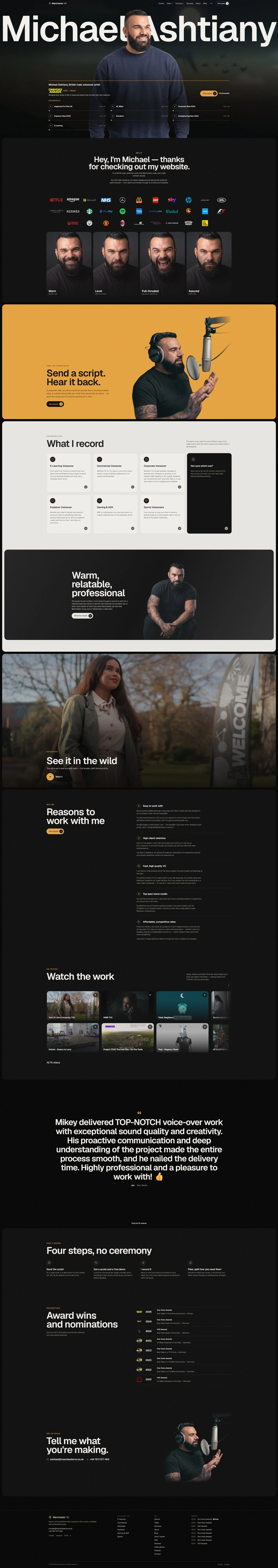 Manchester VO website, full page