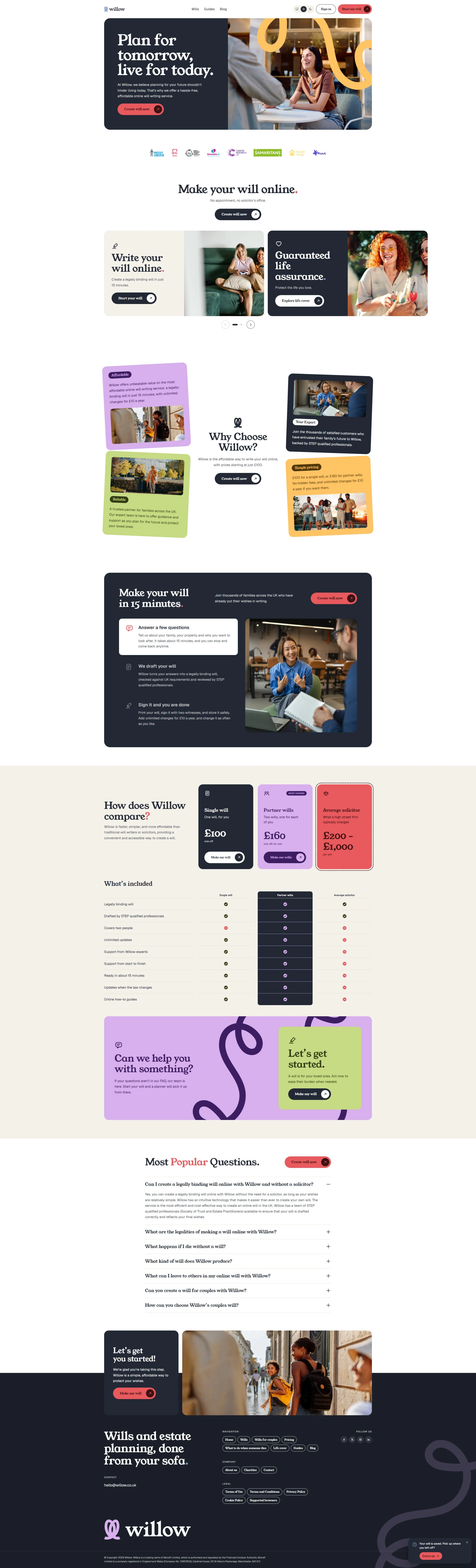 Willow website, full page